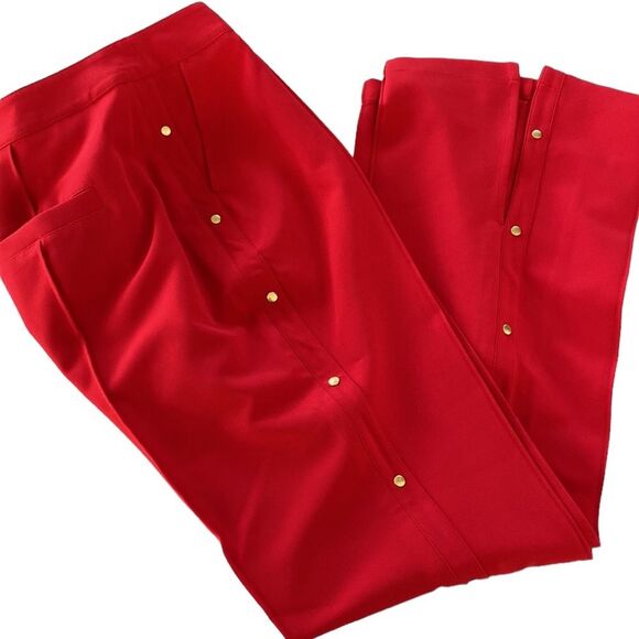 GILI True Red Side Vent Bootcut  Button Detail High Rise Pants Stretch Western - Picture 1 of 16